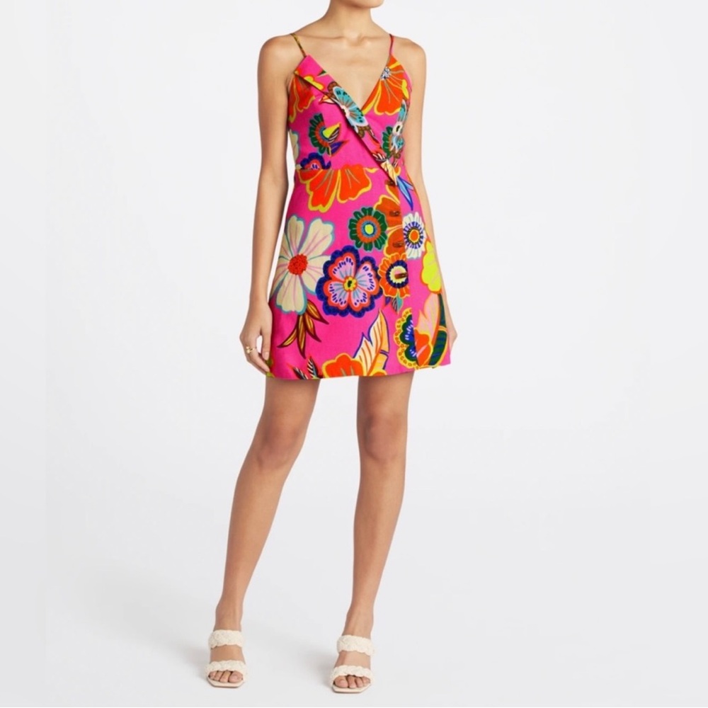 Farm Rio Full Garden Pink Mini Dress women’s XXS